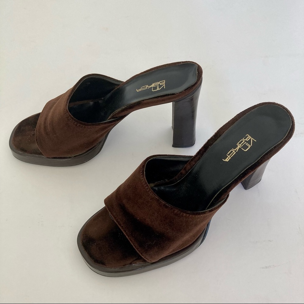 Vintage 90’s Chocolate Brown🤎Velvet Heels - Picture 1 of 6